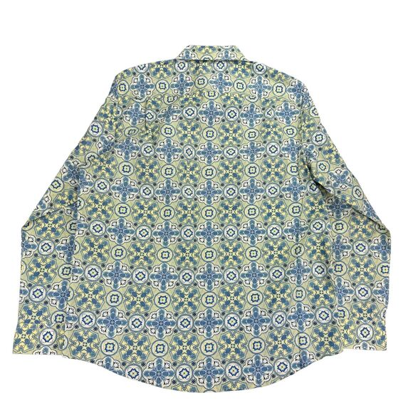 Club Room Mens Medallion Refined Woven Long Sleeve Button Down Shirt Yellow L - Picture 4 of 4